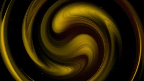 Yellow swirling pattern on black background with white stars. Stock Footage 288282143