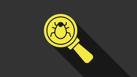 Yellow System bug concept icon isolated on grey background. Code bug concept Stock Footage 147710676