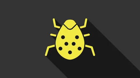 Yellow System bug concept icon isolated on grey background. Code bug concept Stock Footage 147710729