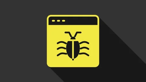 Yellow System bug concept icon isolated on grey background. Code bug concept Stock Footage 155482059
