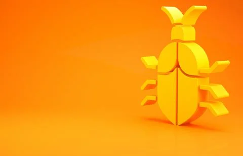 Yellow System bug concept icon isolated on orange background. Code bug concep Stock Illustration