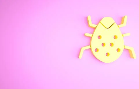 Yellow System bug concept icon isolated on pink background. Code bug concept. Stock Illustration