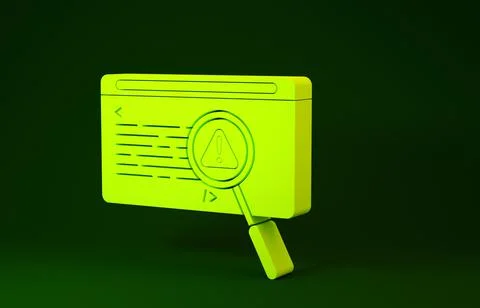 Yellow System bug concept icon isolated on green background. Code bug concept 스톡 일러스트