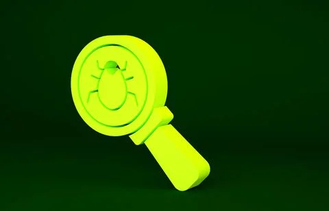 Yellow System bug concept icon isolated on green background. Code bug concept Stock Illustration