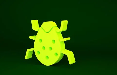 Yellow System bug concept icon isolated on green background. Code bug concept Stock Illustration