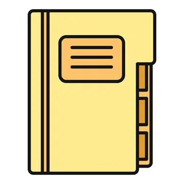 Yellow tabbed organizer notebook with label icon Stock Illustration