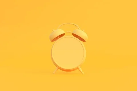 Yellow table alarm clock on bright yellow background in pastel colors Stock Illustration