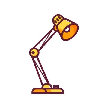 Yellow Table Lamp Flat Design Icon Stock Illustration