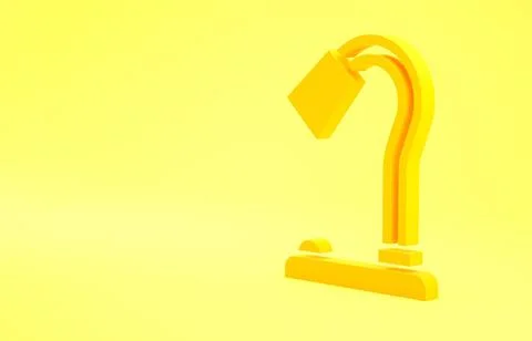 Yellow Table lamp icon isolated on yellow background. Minimalism concept. 3d  Stock Illustration