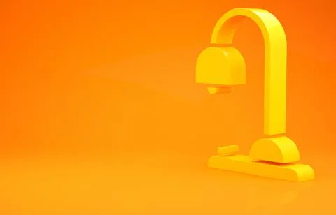 Yellow Table lamp icon isolated on orange background. Minimalism concept. 3d  Stock Illustration
