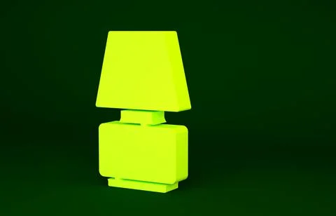 Yellow Table lamp icon isolated on green background. Minimalism concept. 3d i Stock Illustration