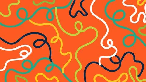 Yellow tangled squiggle background Stock Illustration