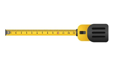 Yellow tape measure. Construction tool with flexible scale ruler Stock Illustration