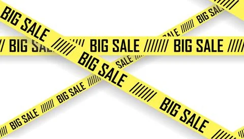 Yellow tapes seamless pattern. Big sale. 스톡 일러스트