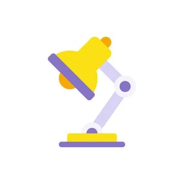 Yellow task table light lamp side view vector flat illustration. Electricity  Illustrazione stock