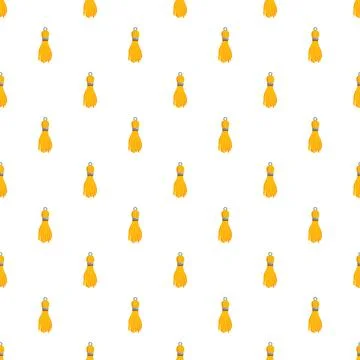 Yellow tassels creating seamless pattern on white background Stock Illustration