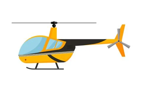 Yellow taxi helicopter vector illustration air transport flight fly landing Stock Illustration