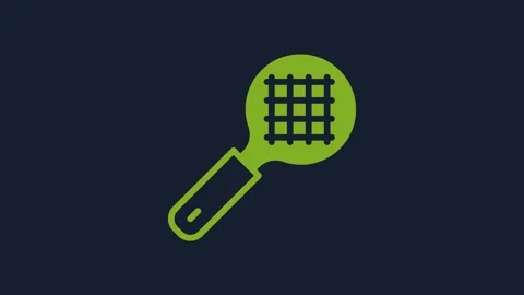 Yellow Tea strainer with handle icon isolated on blue background. Metal sieve Stock Footage 231511286