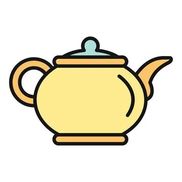 Yellow teapot vector icon for hot drink service Stock Illustration