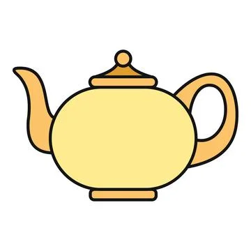 Yellow teapot vector icon for hot tea beverage Stock Illustration