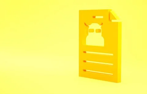 Yellow Technical specification icon isolated on yellow background. Technical  Stock Illustration