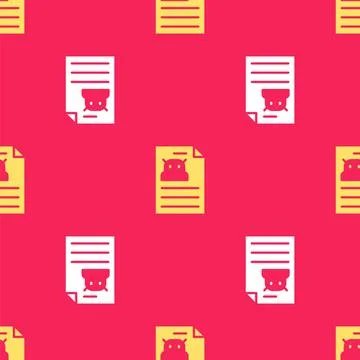 Yellow Technical specification icon isolated seamless pattern on red background Illustrazione stock