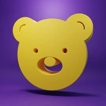 Yellow Teddy bear plush toy icon isolated on purple background. Minimalism .. Stock Illustration