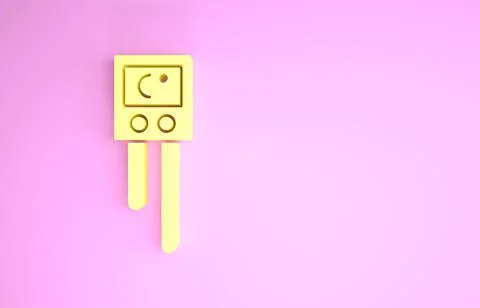 Yellow Temperature and humidity sensor icon isolated on pink background. Mini Illustrazione stock