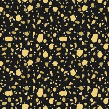 Yellow terrazzo flooring vector seamless pattern. Venetian-style classic Ital Stock Illustration