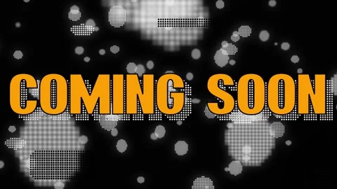 Yellow text coming soon on black background with dots stylized effect parts  Stock Footage 258992495