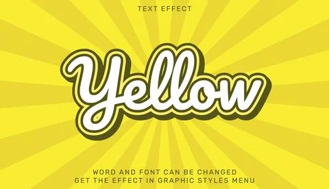 Yellow text effect template in 3d design Stock Illustration