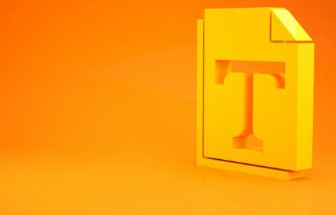 Yellow Text file document icon isolated on orange background. Minimalism conc Stock Illustration