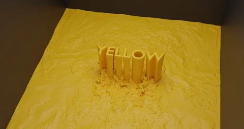 Yellow Text Liquid Forming Animation (3D Rednering) Stock Footage 125410079