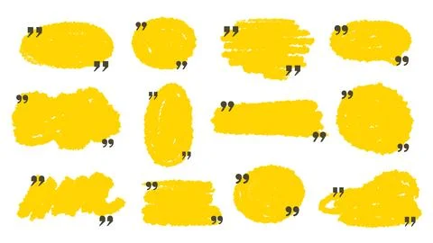 Yellow text shapes with quotation marks Stock Illustration