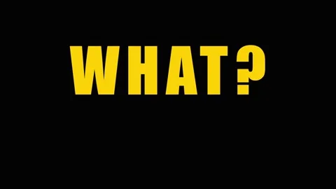 Yellow text WHAT question mark glitch effect on black background with cinem.. Stock Footage 343409360