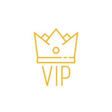 Yellow thin line vip icon with crown Stock Illustration