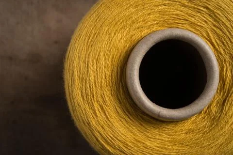 Yellow Thread Spool Hole Stock Photos