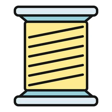 Yellow thread spool icon representing sewing craft Stock Illustration
