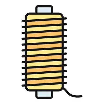 Yellow thread spool for sewing and textile industry Stock Illustration