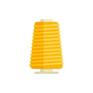 Yellow thread spool standing on white background Stock Illustration