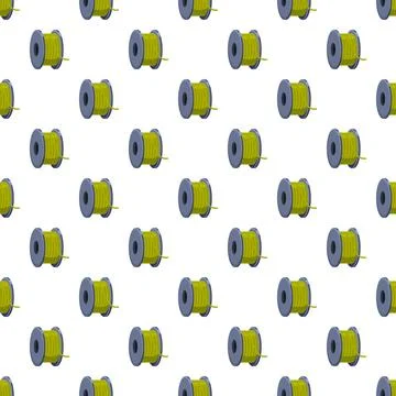 Yellow thread spools repeating seamless pattern イラスト素材