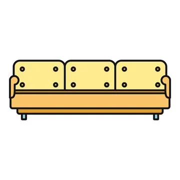 Yellow three seater sofa icon flat design illustration Stock Illustration