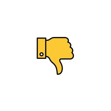 Yellow thumbs down hand gesture vector illustration for disapproval Stock Illustration