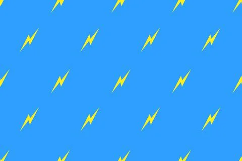 Yellow thunderbolt on blue background seamless pattern Stock Illustration