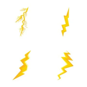 Yellow thunderbolt lightning flash energy symbol set Stock Illustration