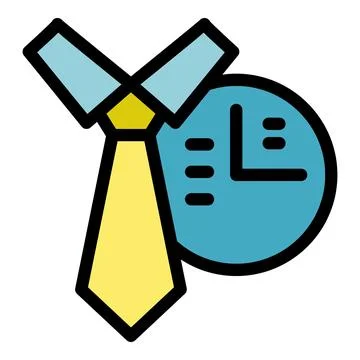 Yellow tie and clock representing working hours and punctuality Stock Illustration
