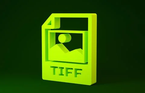 Yellow TIFF file document. Download tiff button icon isolated on green backgr Stock Illustration