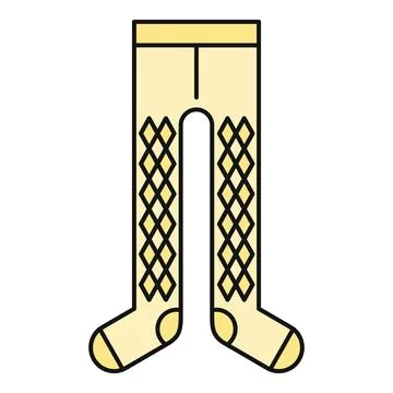 Yellow tights with diamond net pattern outline Illustrazione stock