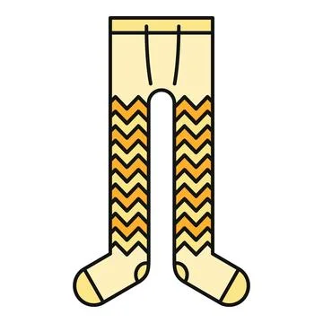 Yellow tights with orange zigzag pattern icon Illustrazione stock