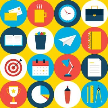 Yellow Tile Office Background with Circles Stock Illustration